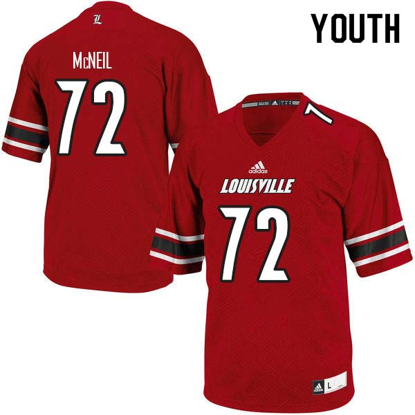 Youth Louisville Cardinals #72 Lukayus McNeil College Football Jerseys Sale-Red